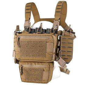 Chest Rig Tactical Chest Rig Molle Modular Micro Fight Chest Rigs With Magazine Pouch For Outdoor Hunting Aisoft (Color: BROWN)