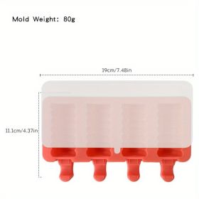 Ice Cream Silicone Mold Diy Gourd Homemade Popsicle Ice Cream Christmas Chocolate Ice Cream Mold (Color: Red)