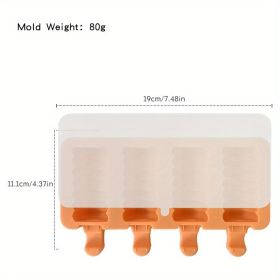 Ice Cream Silicone Mold Diy Gourd Homemade Popsicle Ice Cream Christmas Chocolate Ice Cream Mold (Color: Orange)